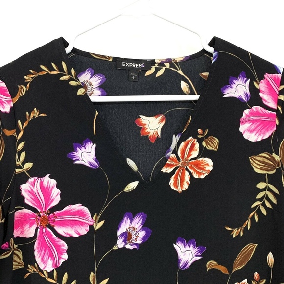 Express Dress Floral Tie Sleeve Shift - Picture 3 of 8